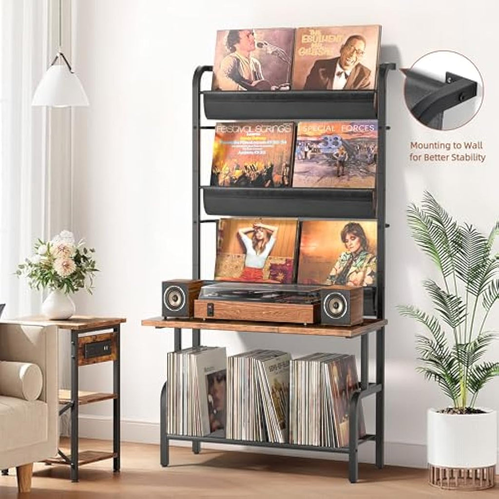 Bikoney Vinyl Record Storage Cabinet | 300 Album Turntable Stand
