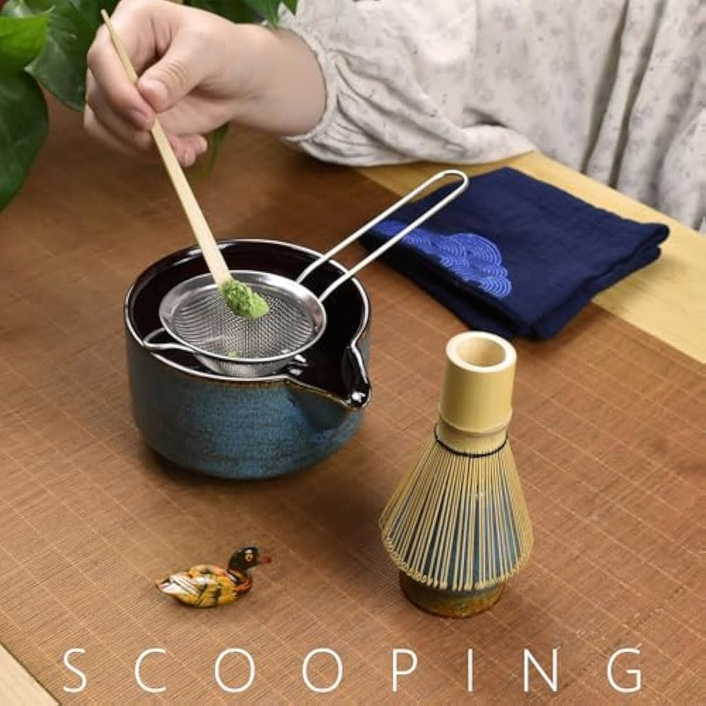 Artcome 7-Piece Matcha Tea Ceremony Kit with Bamboo Whisk - Sapphire