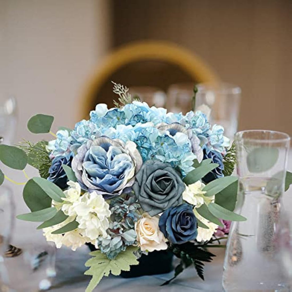 Dusty Blue Silk Artificial Flowers Combo for DIY Wedding