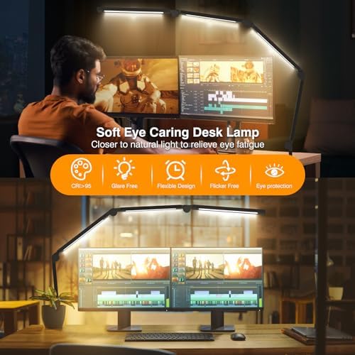 AILBTON LED Desk Lamp with Clip | Foldable Eye-Care Office Table Lamp