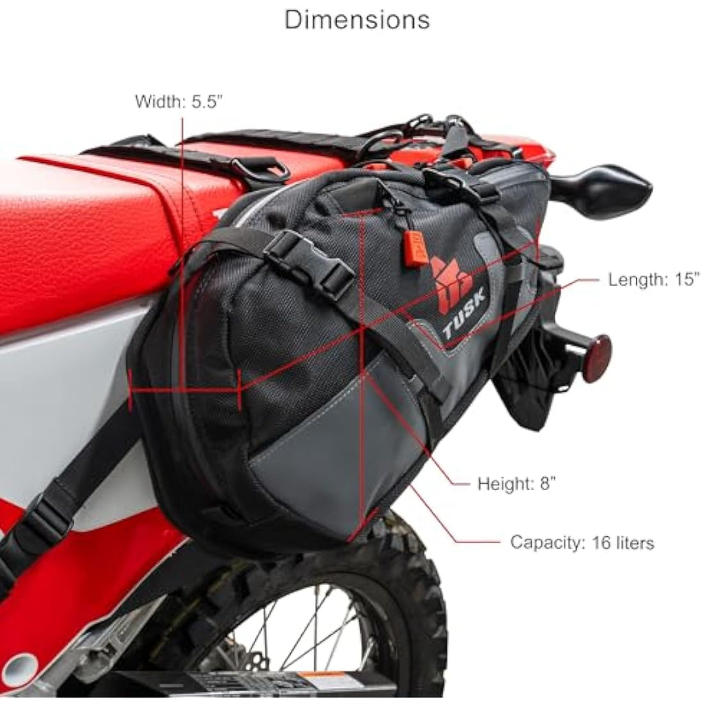 Tusk Traverse Rackless Pannier Bags - Durable Soft Motorcycle Luggage