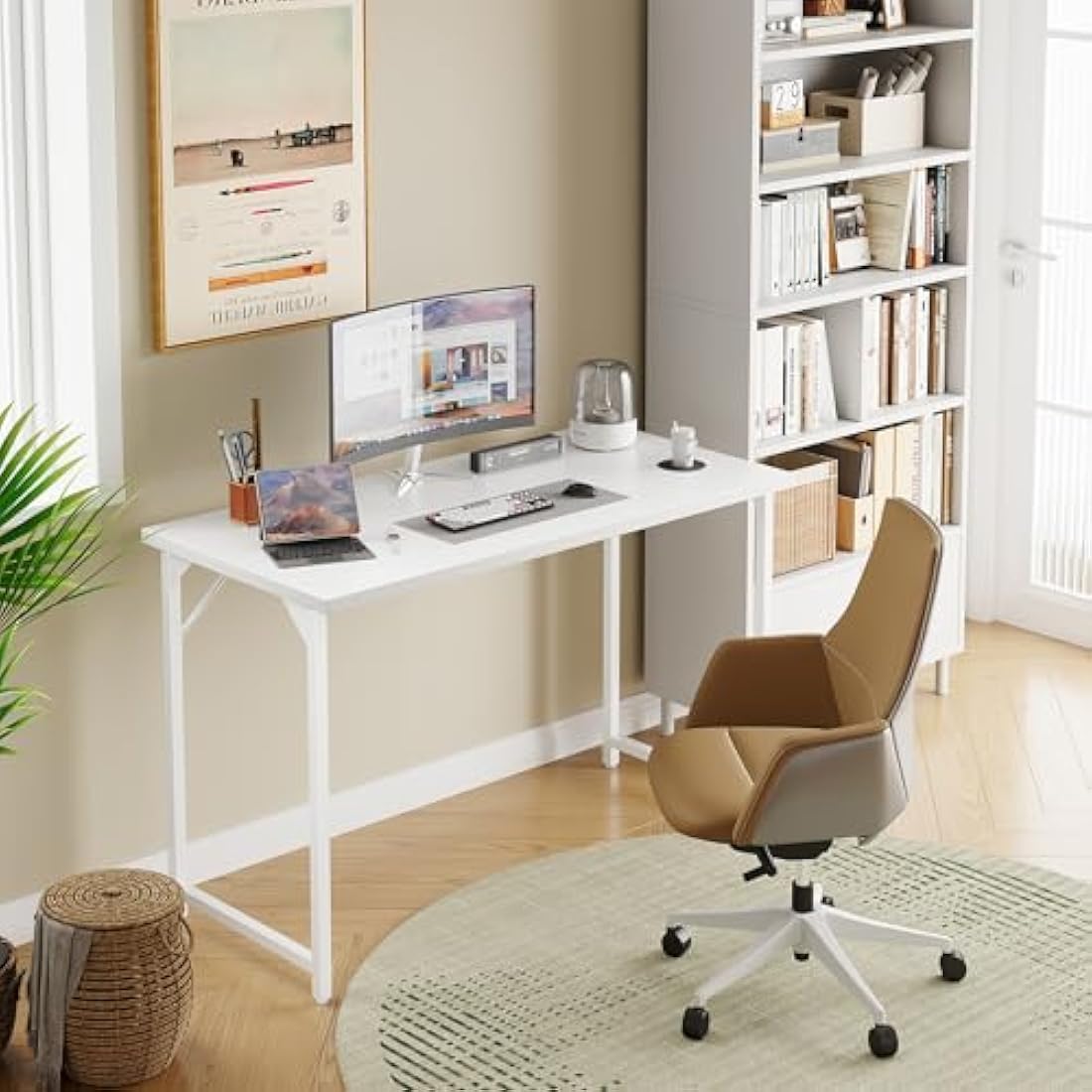 Jolof Store 100cm Computer Desk – Modern White Home Office Study Table