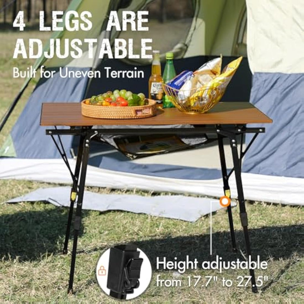Portal Folding Camping Table – Adjustable Height Aluminum Picnic Table