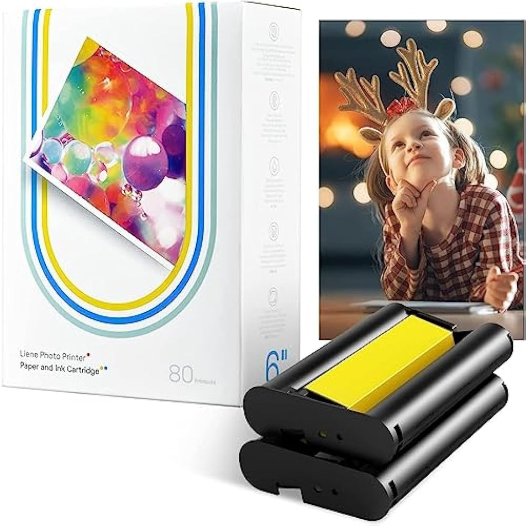Liene Carta Fotografica 4x6 per Amber M100/M200 | 80 Fogli e 2 Cartucce