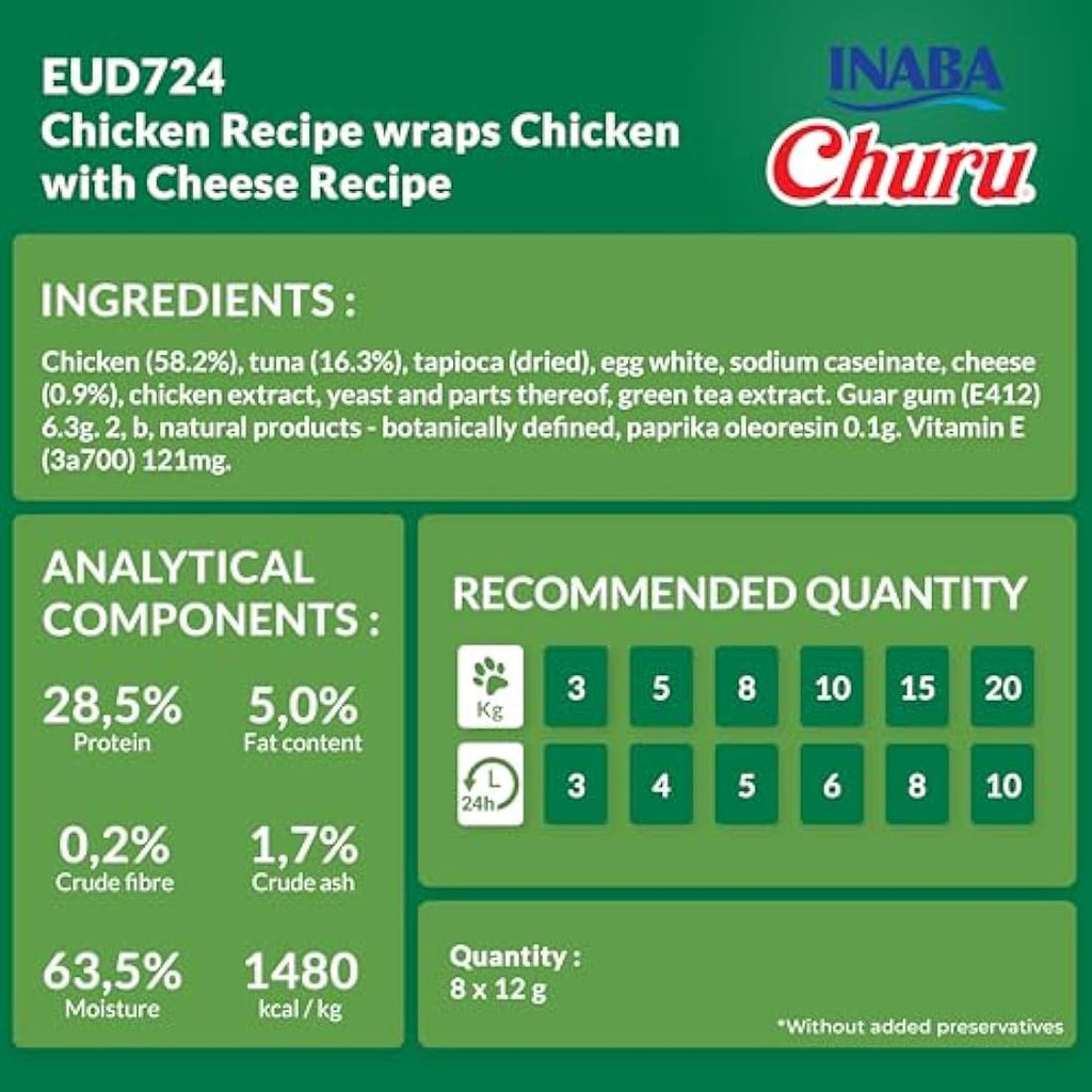 Inaba Churu Bites Dog Treats – Chicken & Cheese Grain-Free 8 Pack
