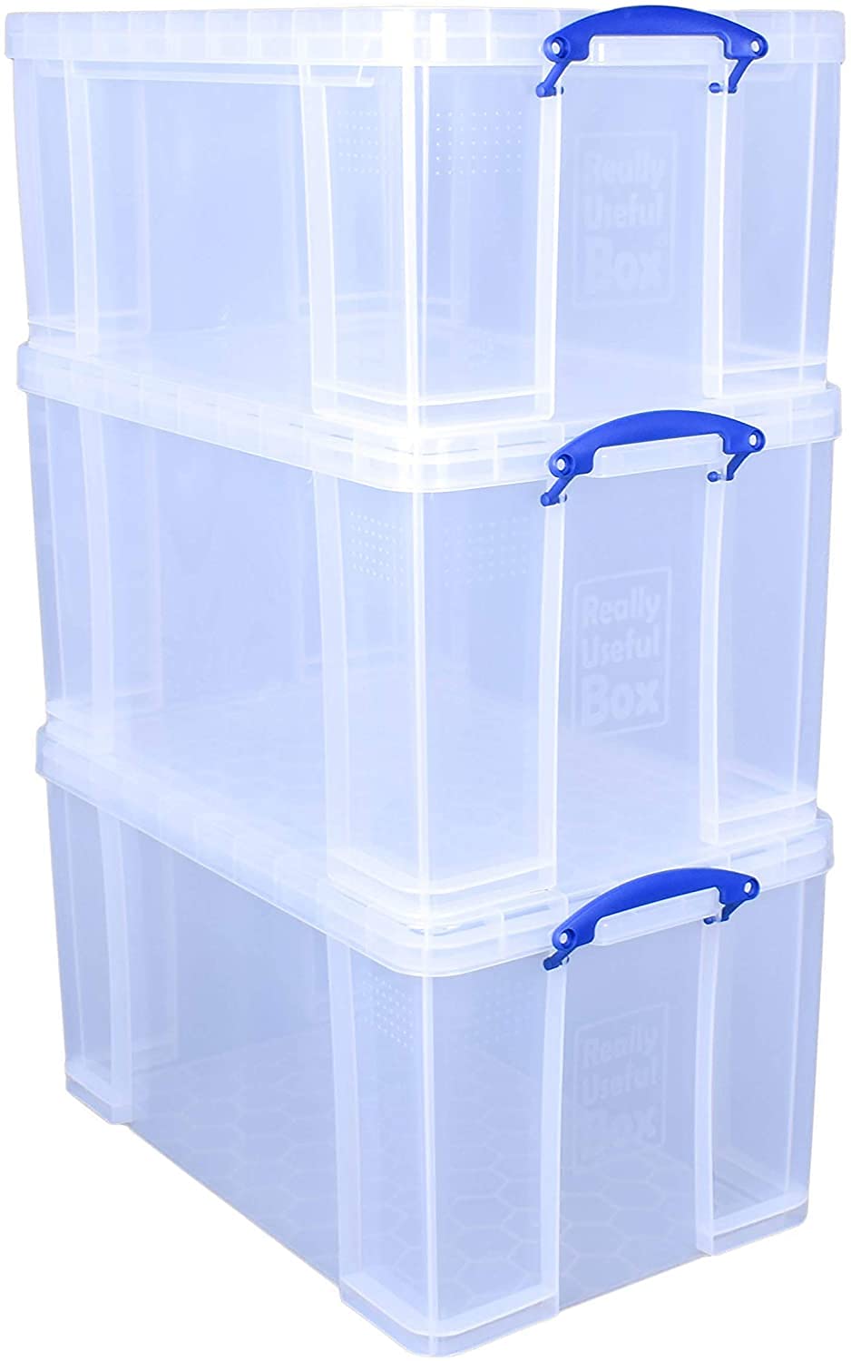 Really Useful Box Clear Plastic Storage Bins - 3 Pack (84L & 64L)