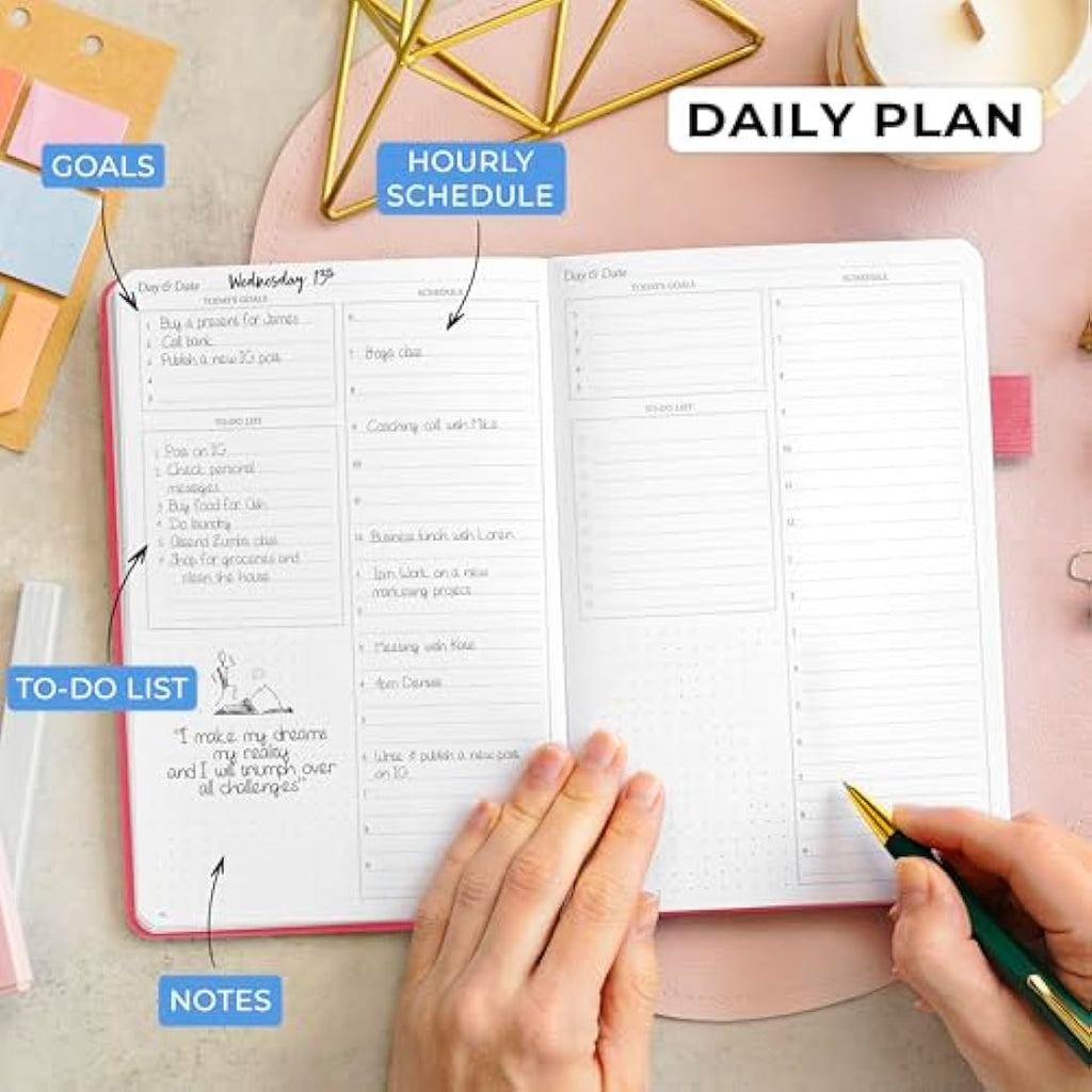 Legend Planner Undated Daily Organizer - A5 PU Leather Productivity Journal