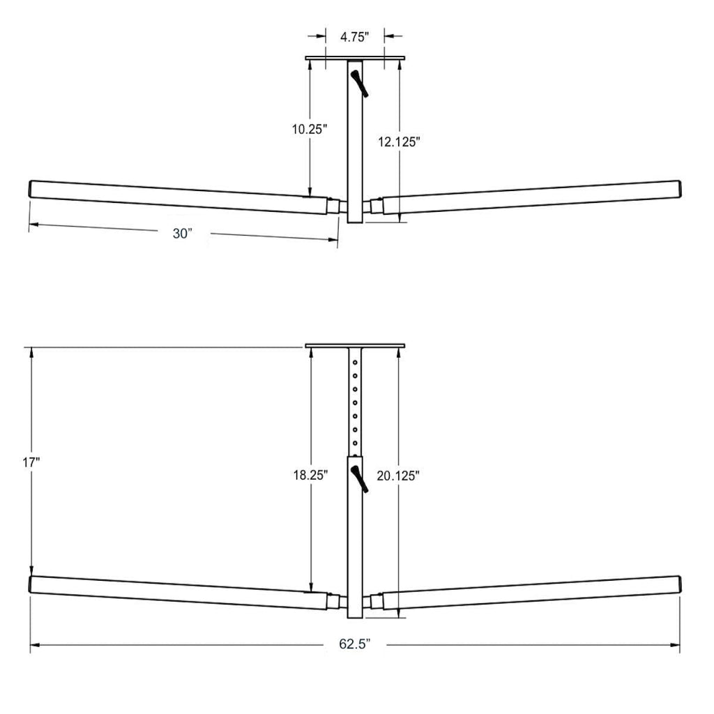 StoreYourBoard Hi-Port 2 Double SUP & Surf Ceiling Rack | Heavy-Duty Steel
