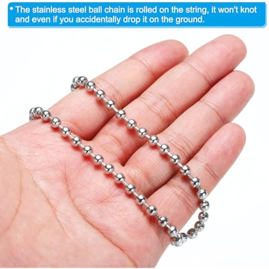 PATIKIL 4.5mm Stainless Steel Ball Chain – 56ft Beaded Chain with 100 Clasps