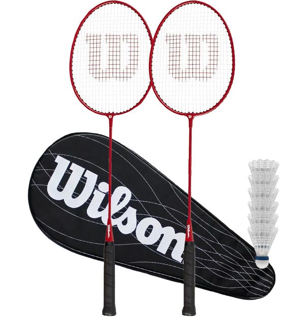 Wilson Fierce Badminton Racket Set - 2 Rackets, 6 Shuttles & Case