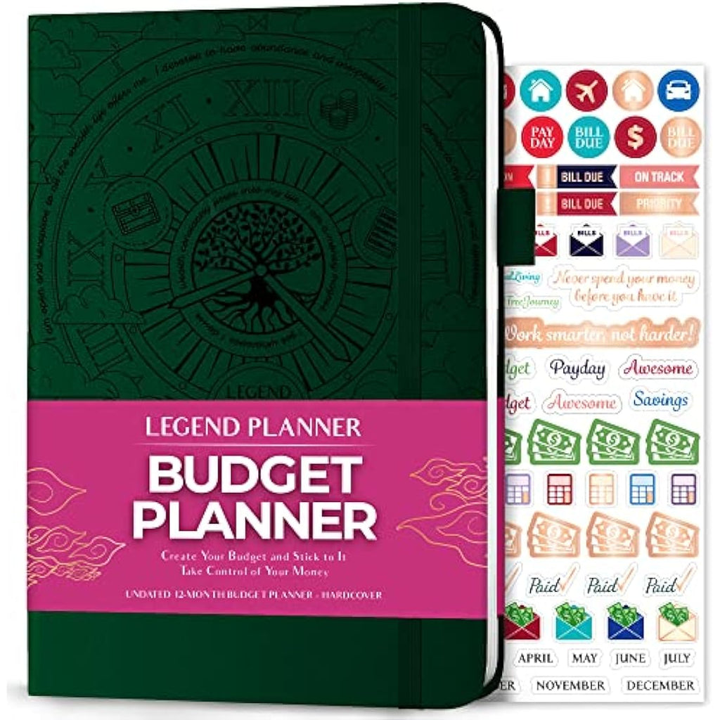Legend Budget Planner – Vegan Leather Financial Organizer, Dark Green
