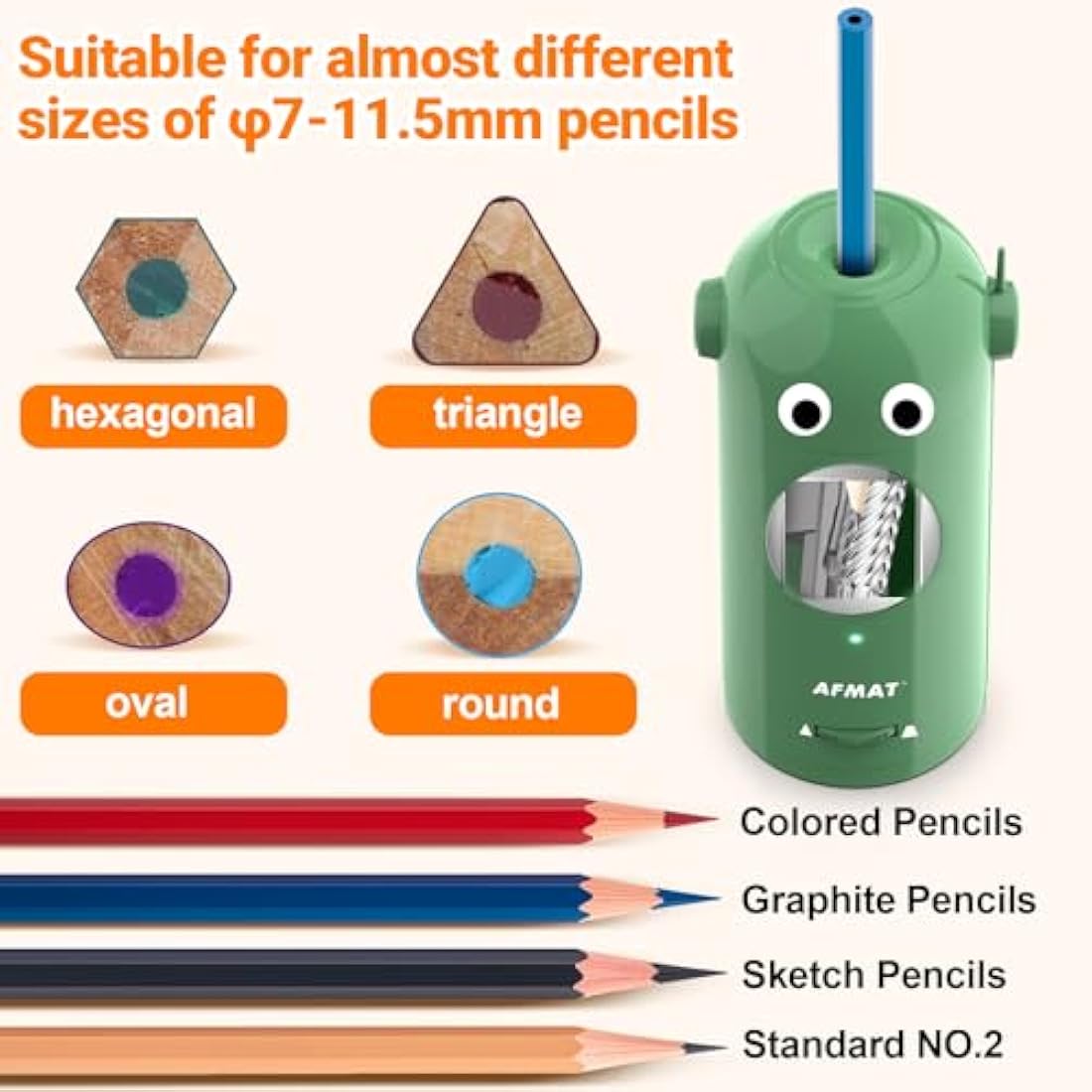 Jolof Store Electric Pencil Sharpener – Automatic Rechargeable, Green