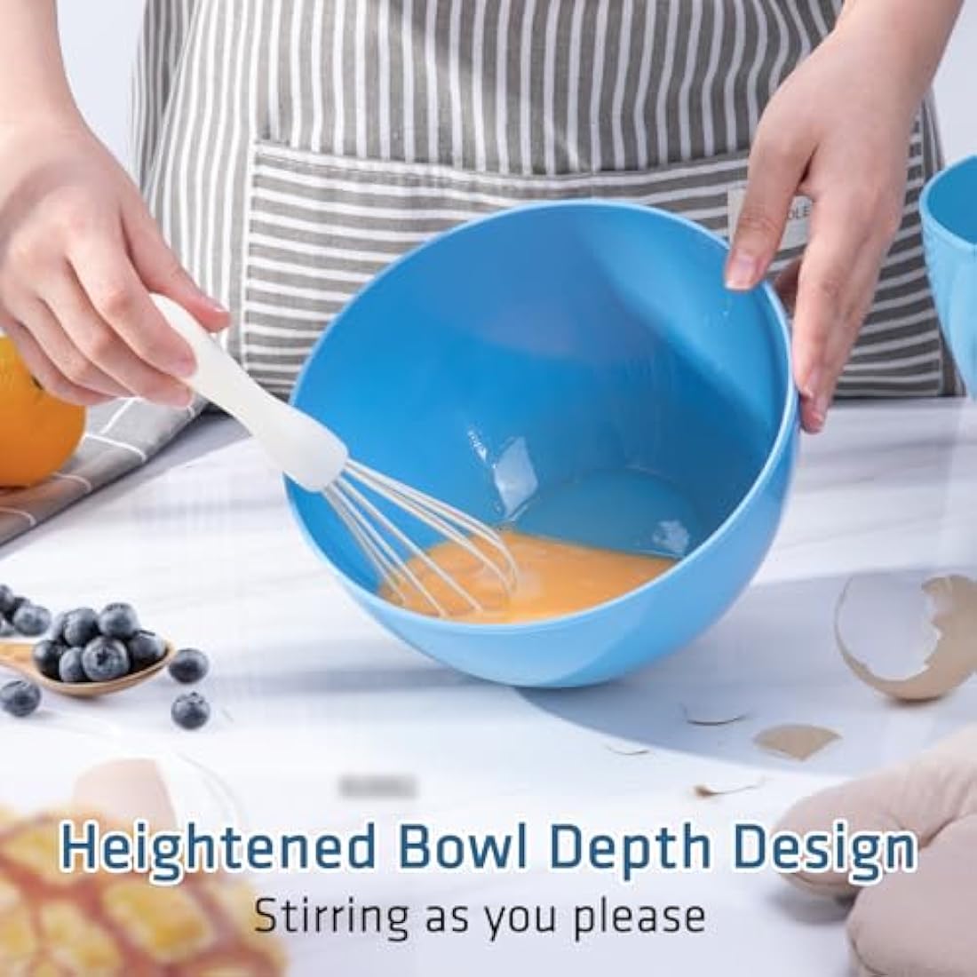 Luxear 6-Piece Plastic Mixing Bowls with Lids – Nesting Food Storage Set