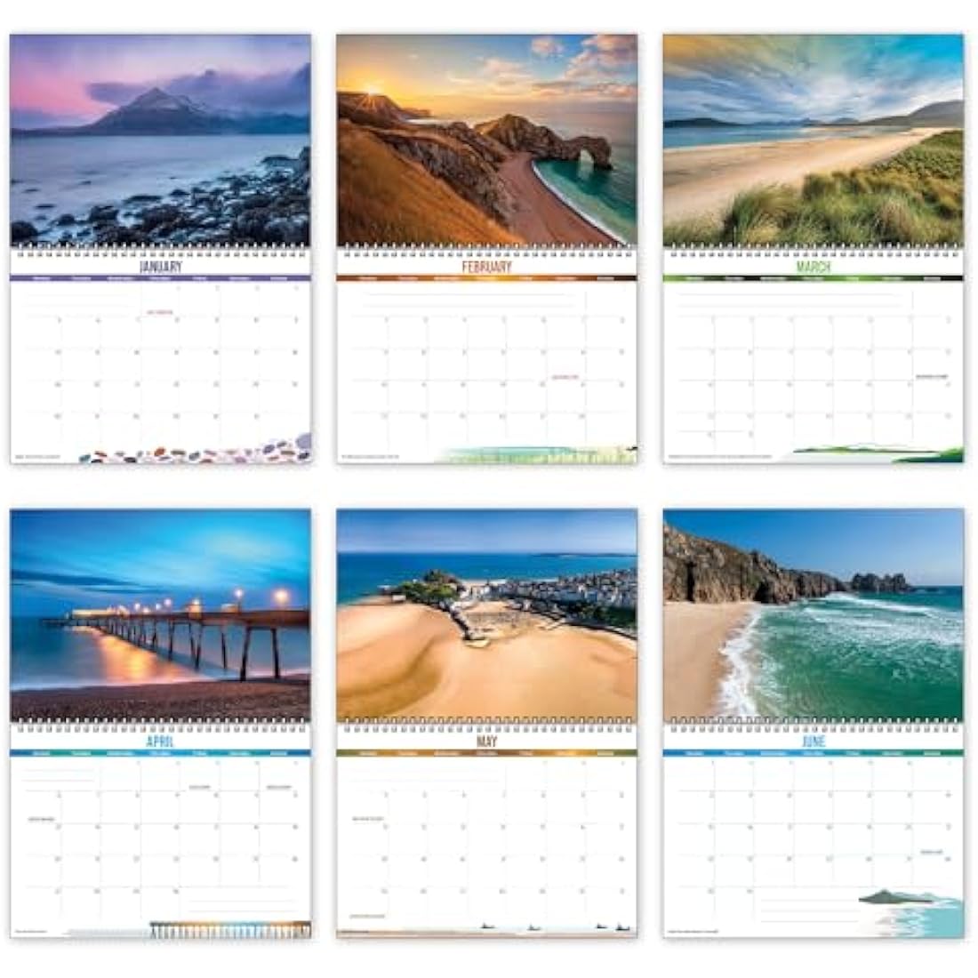 Jolof Store British Coast 2026 Wall Calendar | UK Scenery Spiral Bound