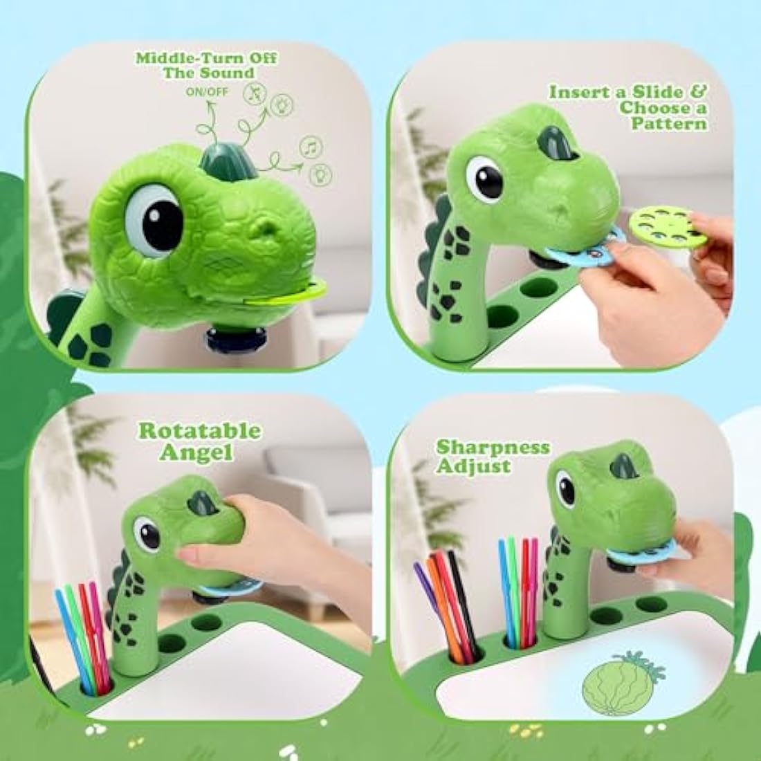 Jolof Store Dinosaur Drawing Projector Table - Kids Art Desk with 72 Patterns