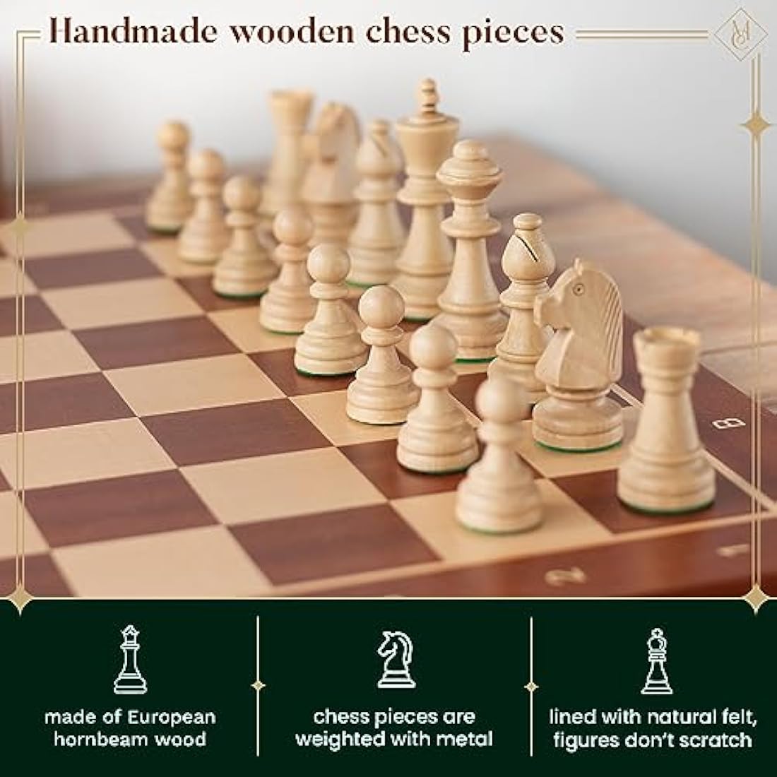 Staunton No. 5 Wooden Chess Pieces – Handmade Mahogany Box