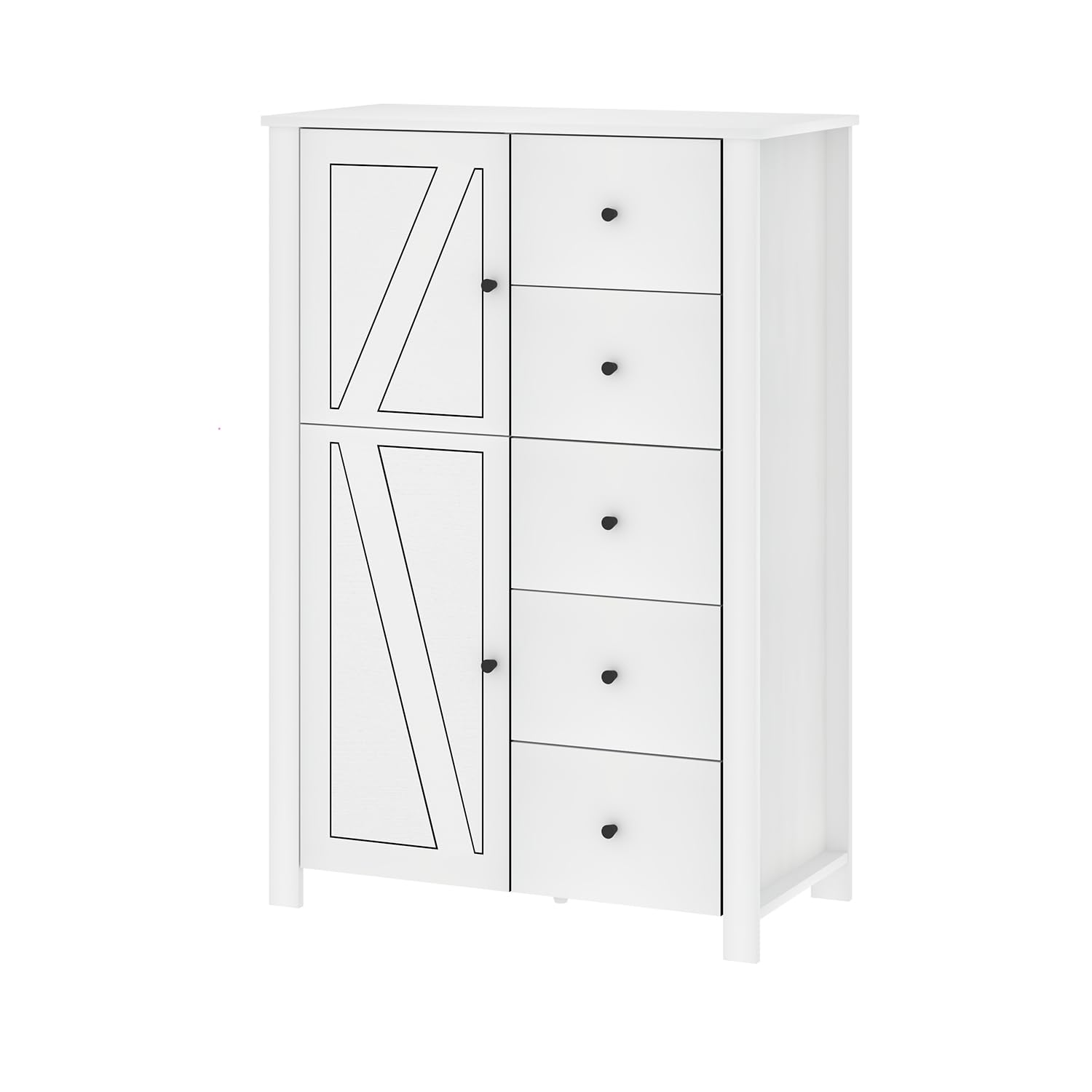 LVB White Oak Chest of Drawers | 5-Drawer 2-Door Tall Storage Cabinet