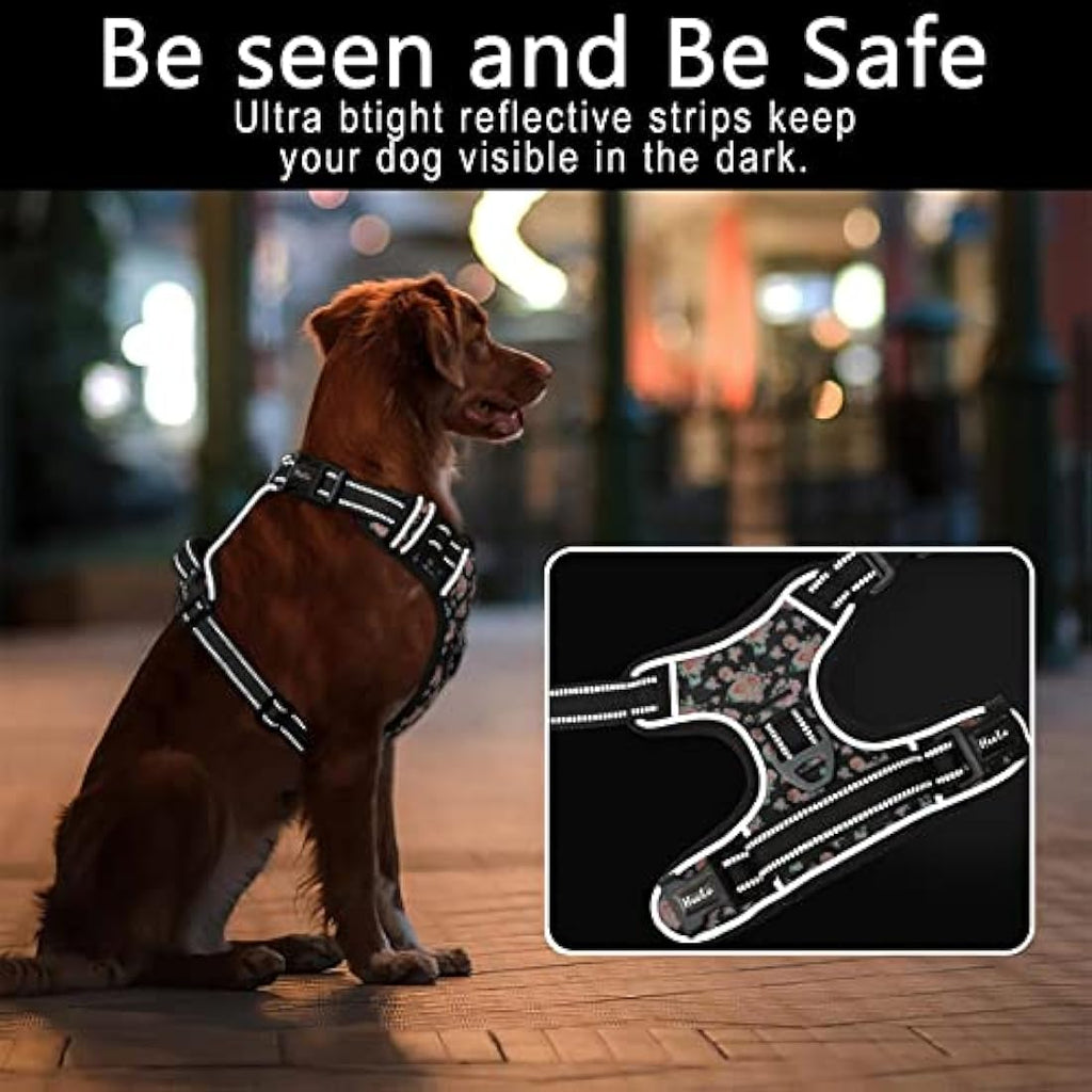 HEELE No Pull Dog Harness – Reflective Padded Vest with Neck Clip, XS