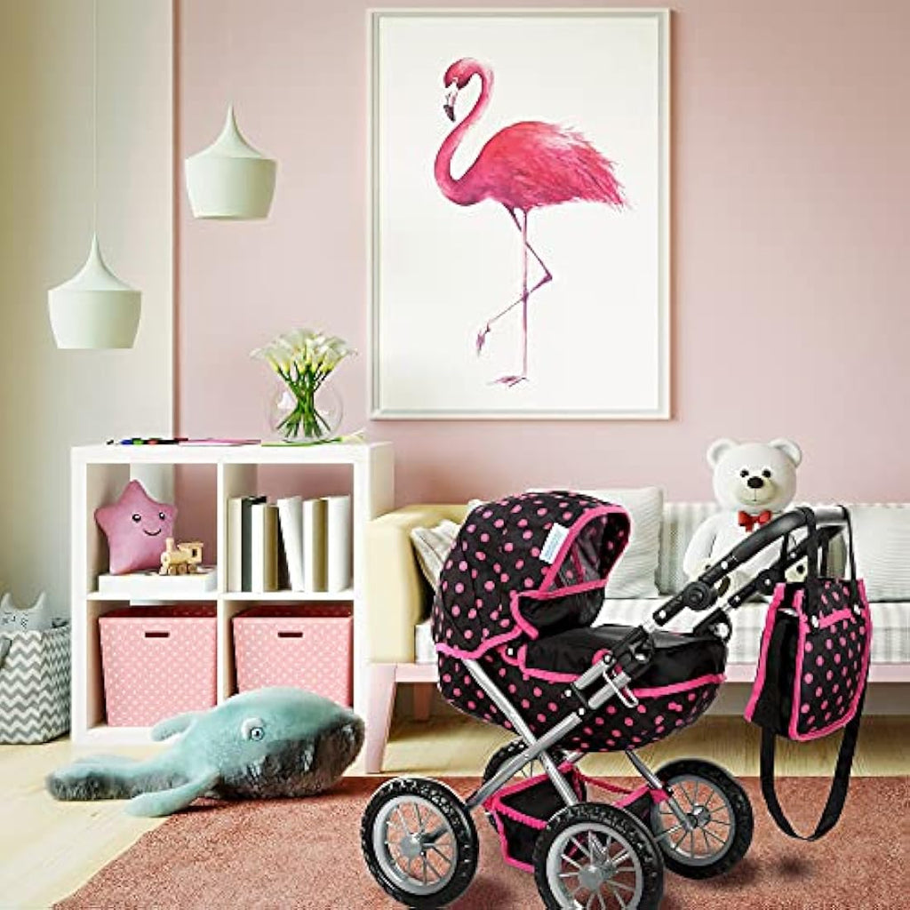 Kinderplay Dolls Pram – Adjustable Toy Stroller for Dolls up to 41cm