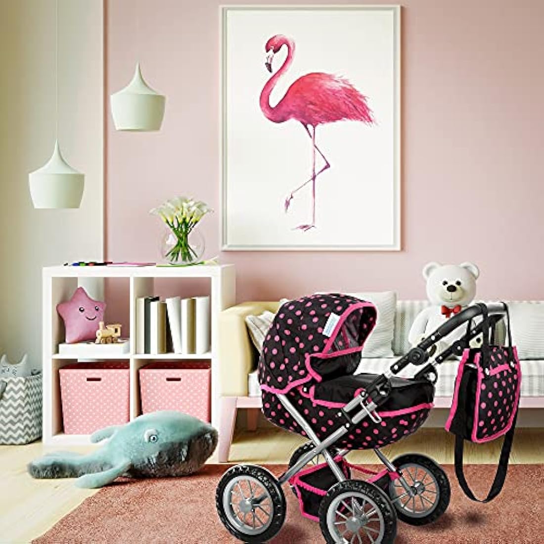 Kinderplay Dolls Pram – Adjustable Toy Stroller for Dolls up to 41cm