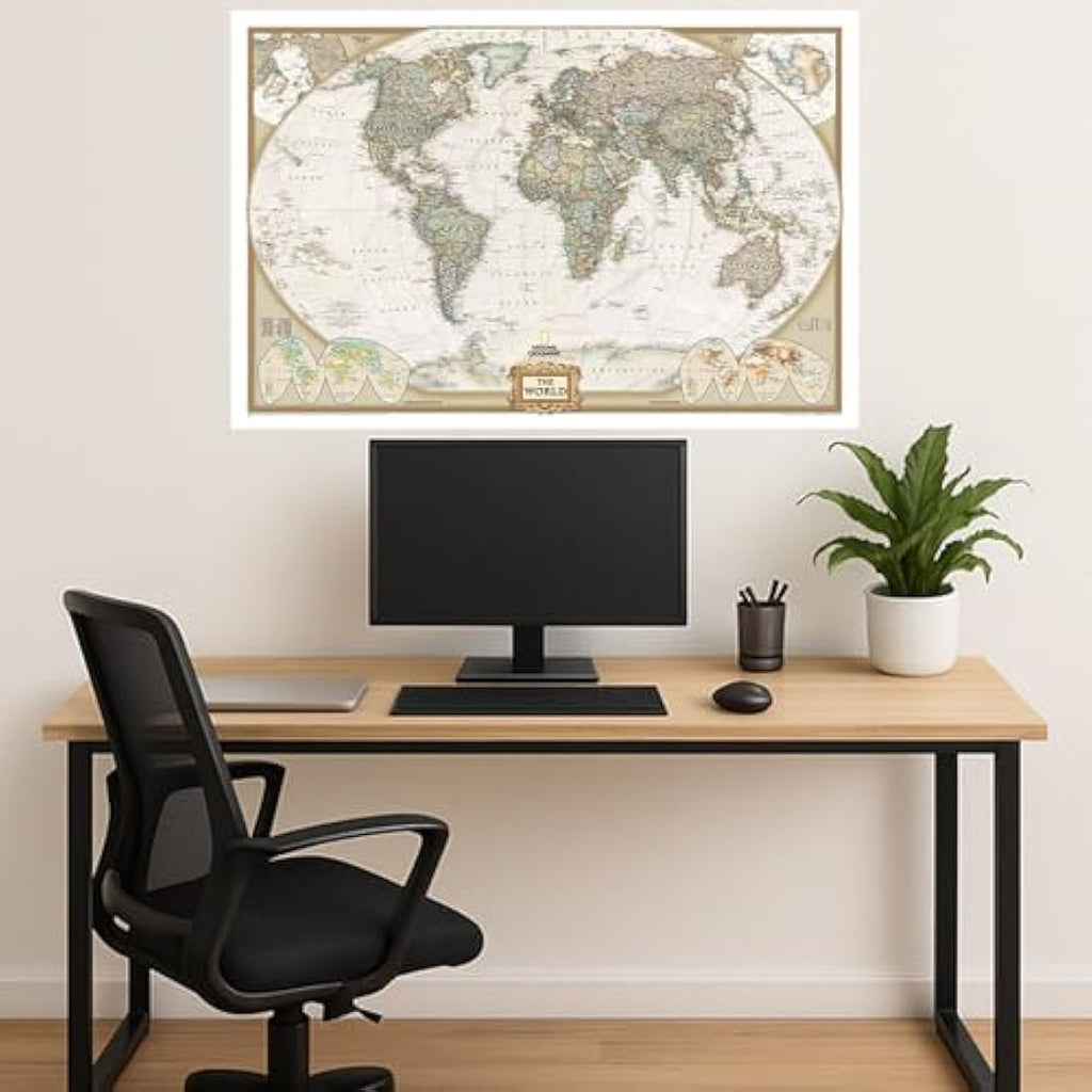 National Geographic World Executive Wall Map – Antique Style, 46 x 30.5
