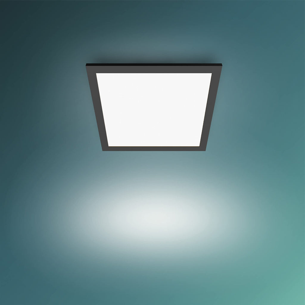 Philips SceneSwitch LED Square Ceiling Light | 12W Dimmable Warm White Black
