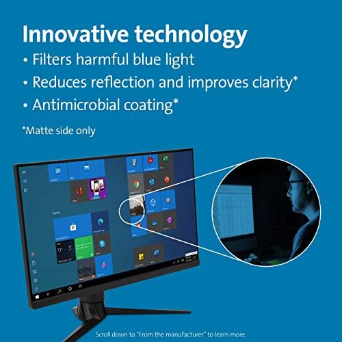 Kensington 23.8" Anti-Glare & Blue Light Filter – Antimicrobial Screen