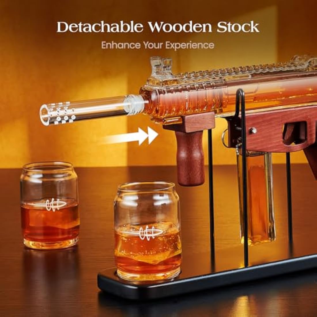 Kollea Gun Whiskey Decanter Set | Lead-Free Glass with Bullet Glasses