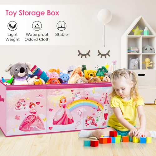 Decalsweet Princess Extra Large Toy Storage Box with Lid - Foldable Oxford Chest
