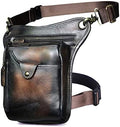 Men's Genuine Leather Motorcycle Drop Leg Bag & Waist Pack