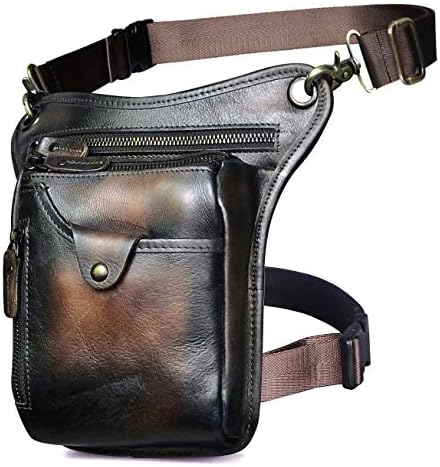 Men's Genuine Leather Motorcycle Drop Leg Bag & Waist Pack