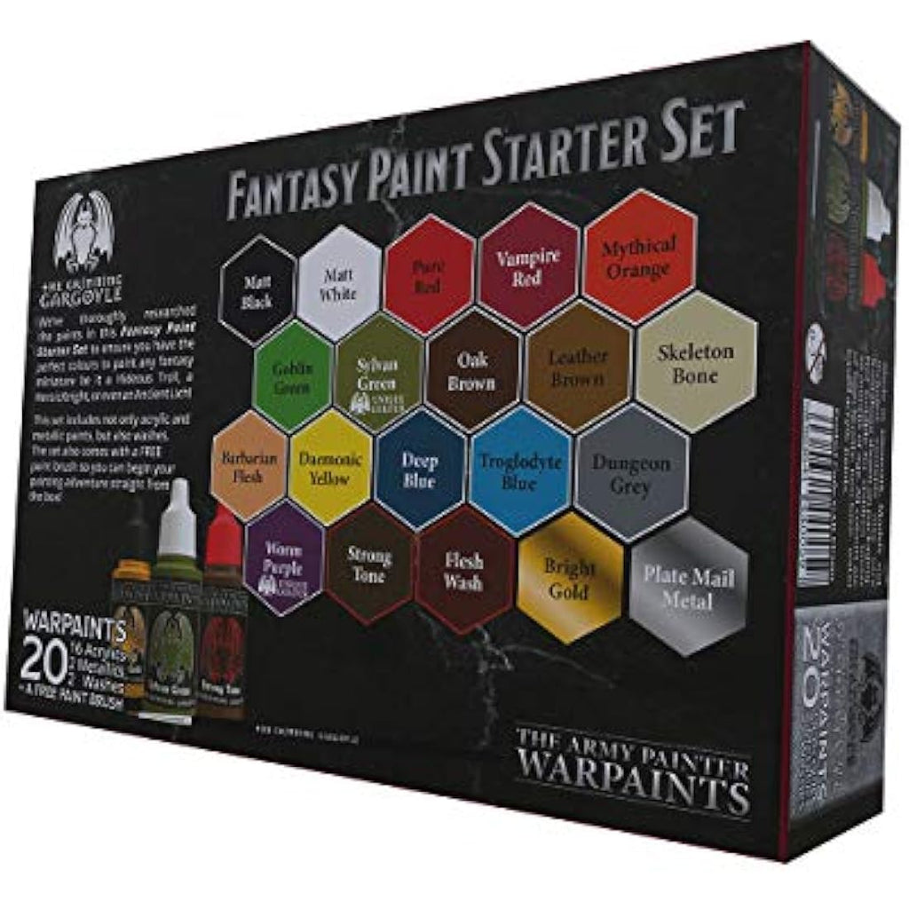 Grinning Gargoyle Miniature Paint Set - 20 Acrylic Paints with Brush