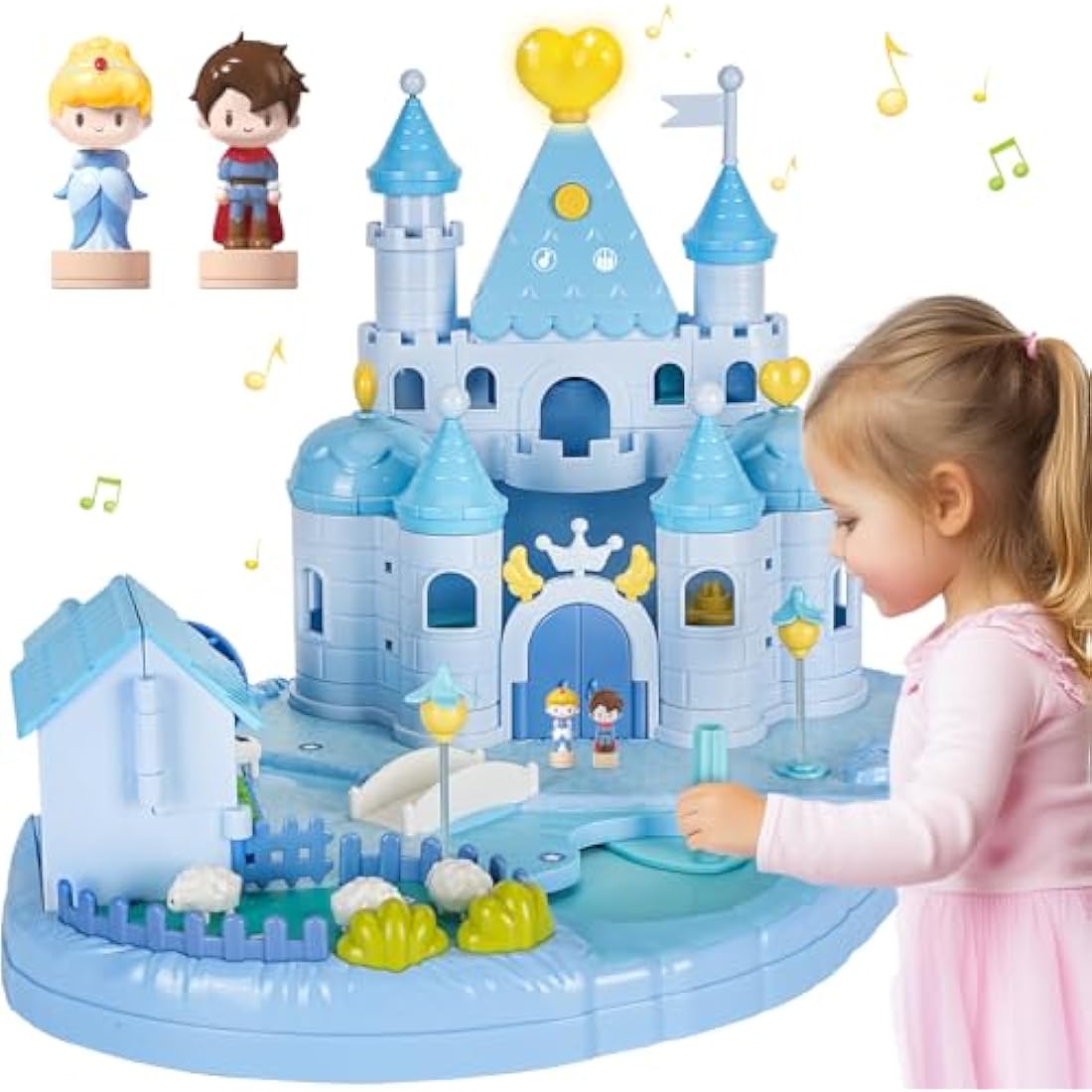 fygurso Magnetic Princess Castle Playset with Lights and Music for Girls