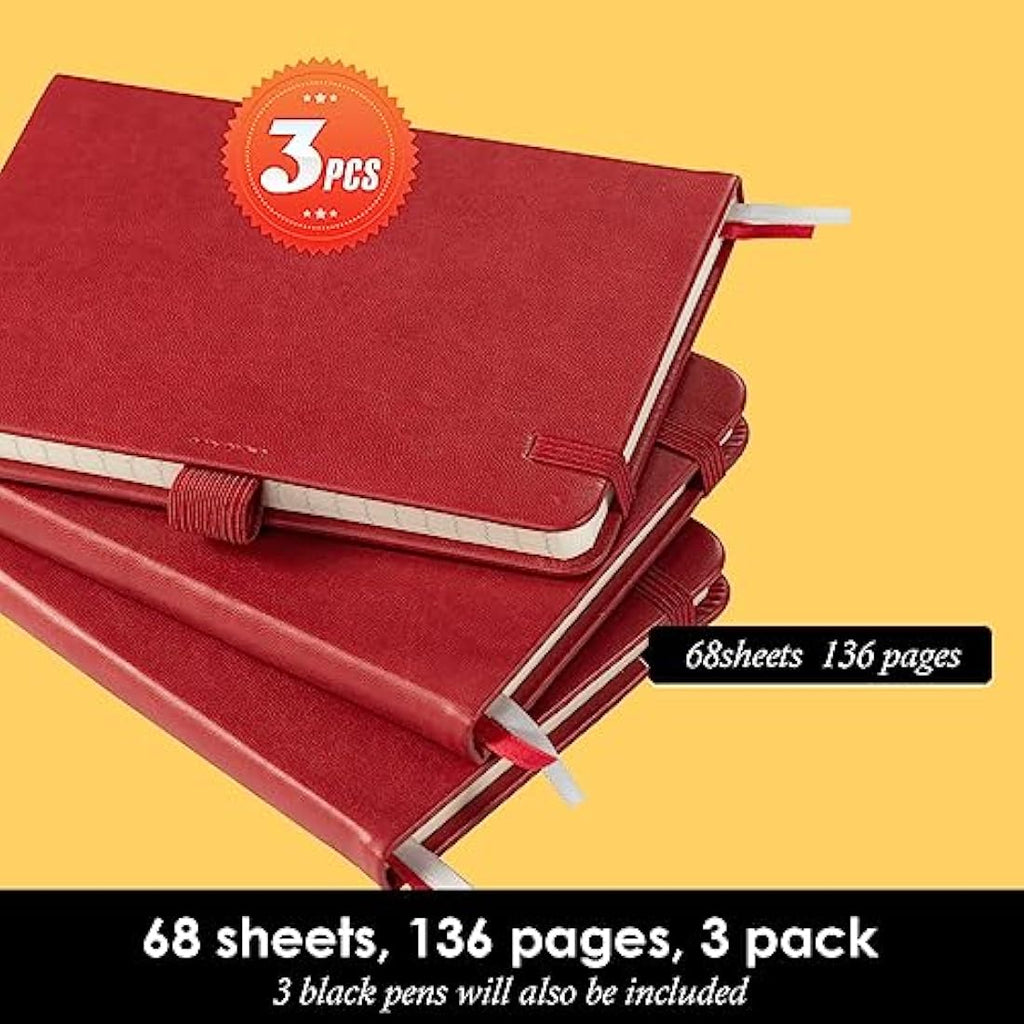 NIRMIRO A6 Pocket Notebook 3-Pack | Waterproof Leather Mini Lined Journal