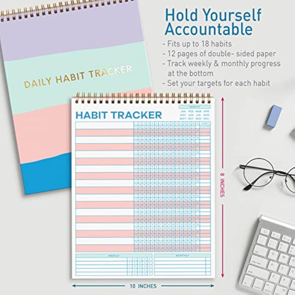 S&O Striped Habit Tracker Calendar - 24 Month Undated Routine Planner