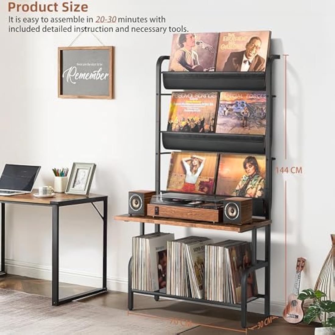 Bikoney Vinyl Record Storage Cabinet | 300 Album Turntable Stand