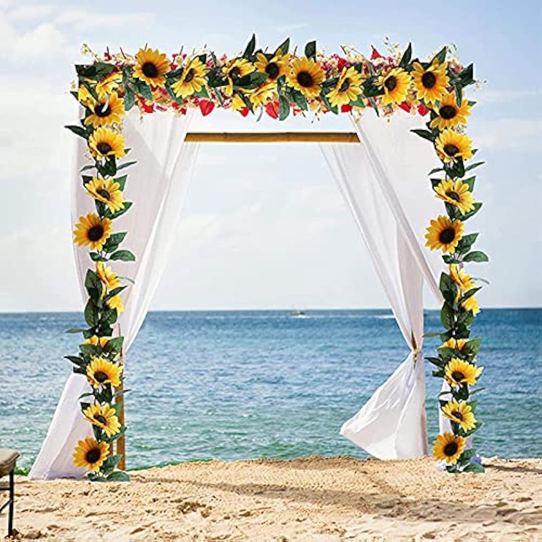 2 Pack Artificial Sunflower Garlands | Silk Floral Vine Decor