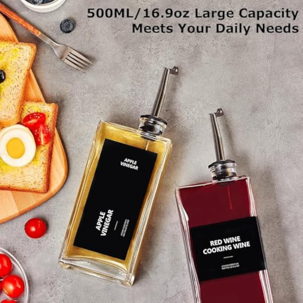 Glass Olive Oil Dispenser Bottle Set - 500ml Black (4 Pack)