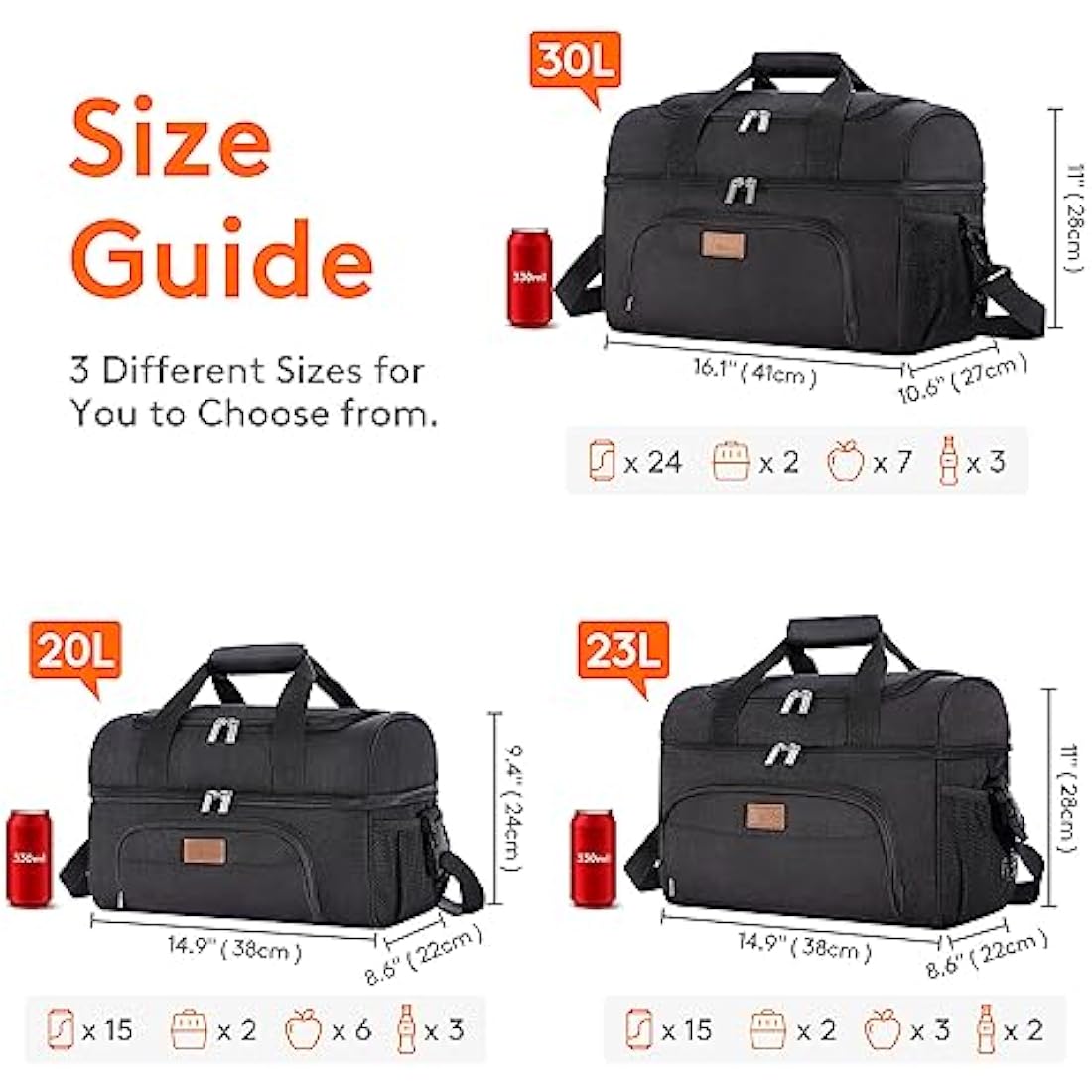 Lifewit Insulated Cooler Bag | 23L Large Double Decker Soft Sided Bag