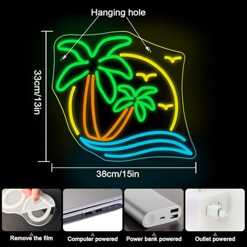 Horseneon Palm Tree Neon Sign | Dimmable LED Coconut Tree Wall Decor