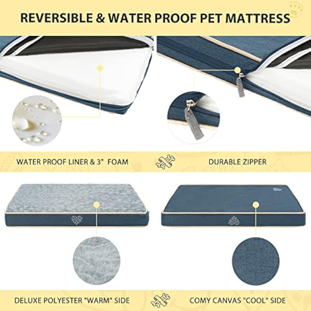 VANKEAN Waterproof Reversible Dog Bed Mat | Washable Crate Mattress