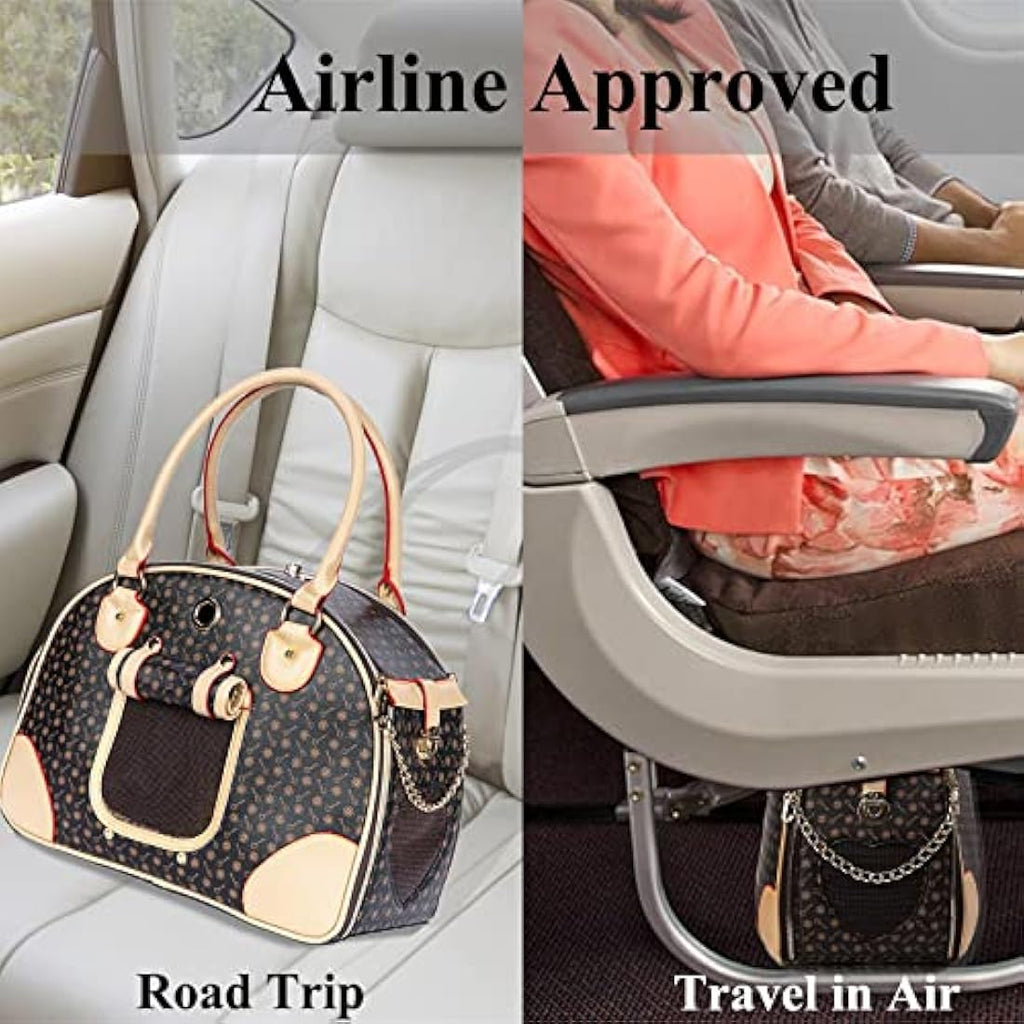 Jolof Store Luxury PU Leather Pet Carrier | Airline Approved Cat & Dog Bag