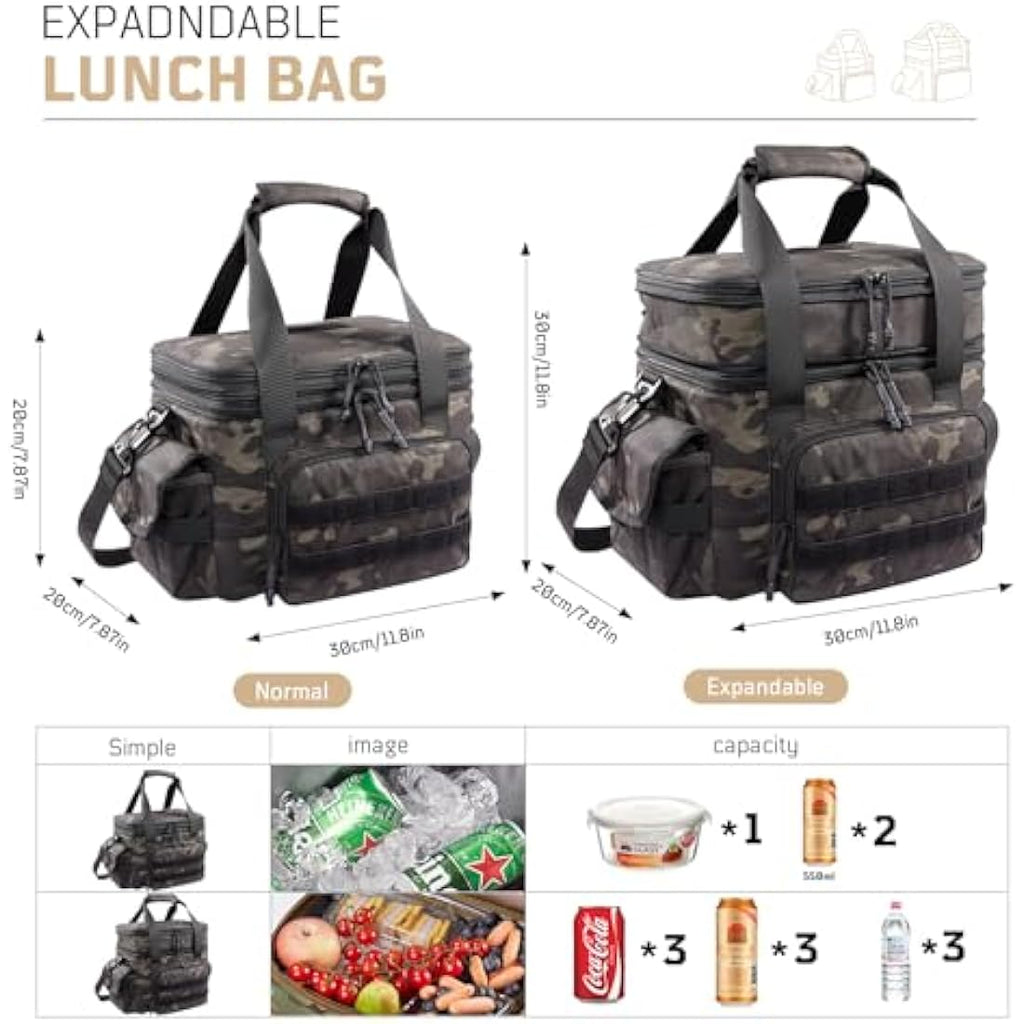 1TG Tactical Insulated Lunch Bag | Expandable Leakproof Cooler, 24L