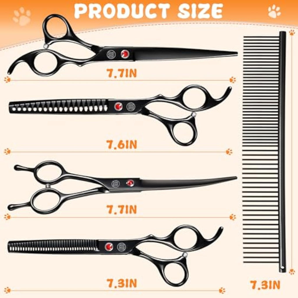 Moontay 8-in-1 Dog Grooming Scissors Set | 440C Stainless Steel Pet Shears