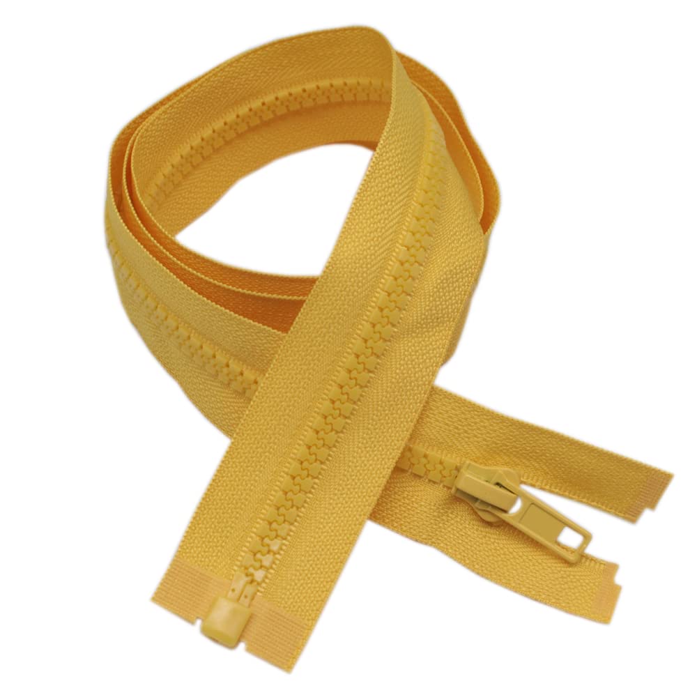 YaHoGa Pack of 2 55 cm Zip Plastic 5 mm Separable Zip for Jackets Yellow - image 2