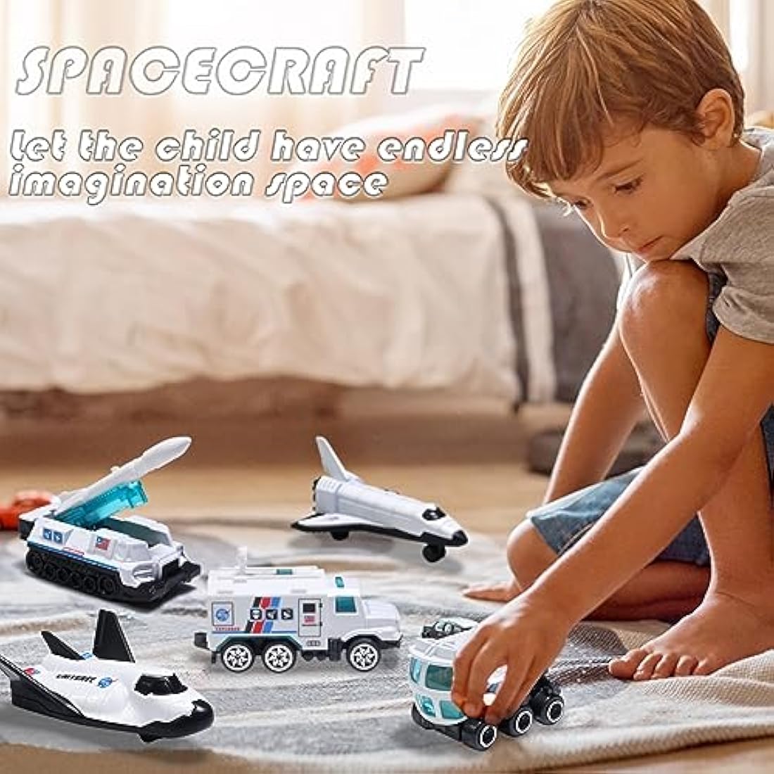 6-Piece Diecast Space Toy Set – Rocket Shuttle & Rover Fleet
