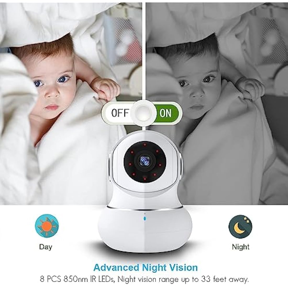 Litokam 2K Indoor Security Camera – 360° Pan/Tilt WiFi Baby Monitor, 2-Pack