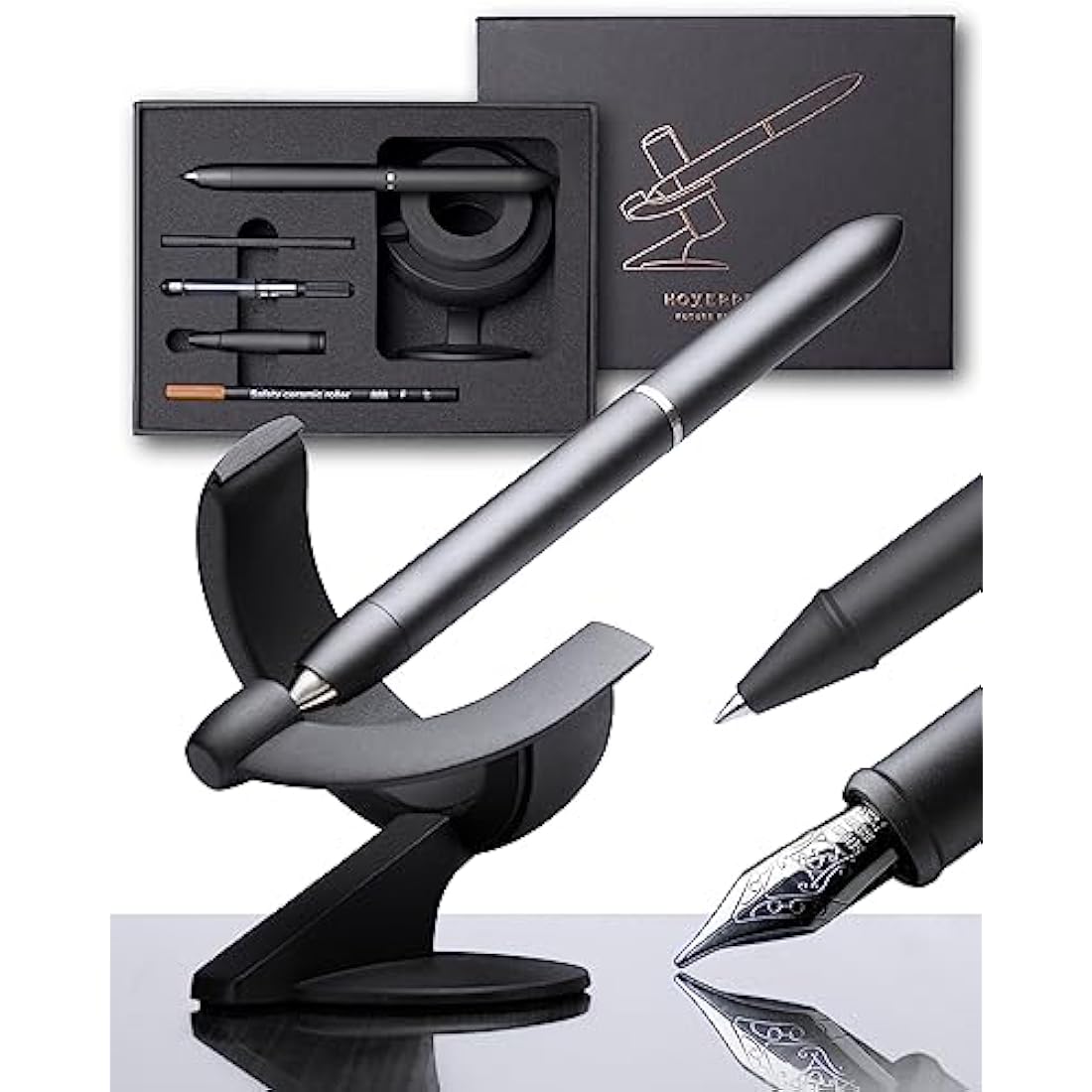 Novium Hoverpen Future Edition - Luxury Fountain Pen in Deep Black