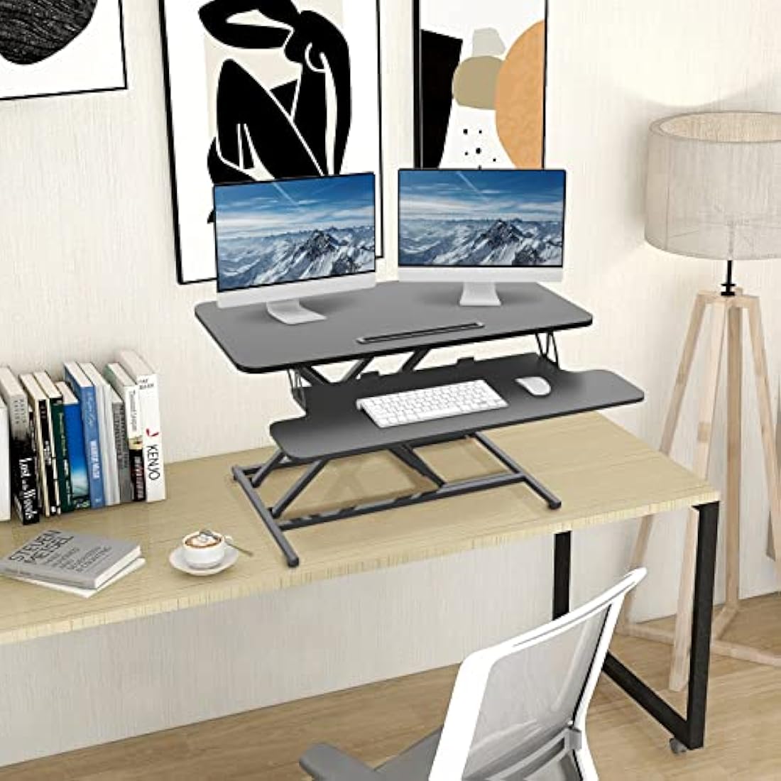 ERGOMAKER 36" Standing Desk Converter | Height Adjustable Dual Monitor Riser