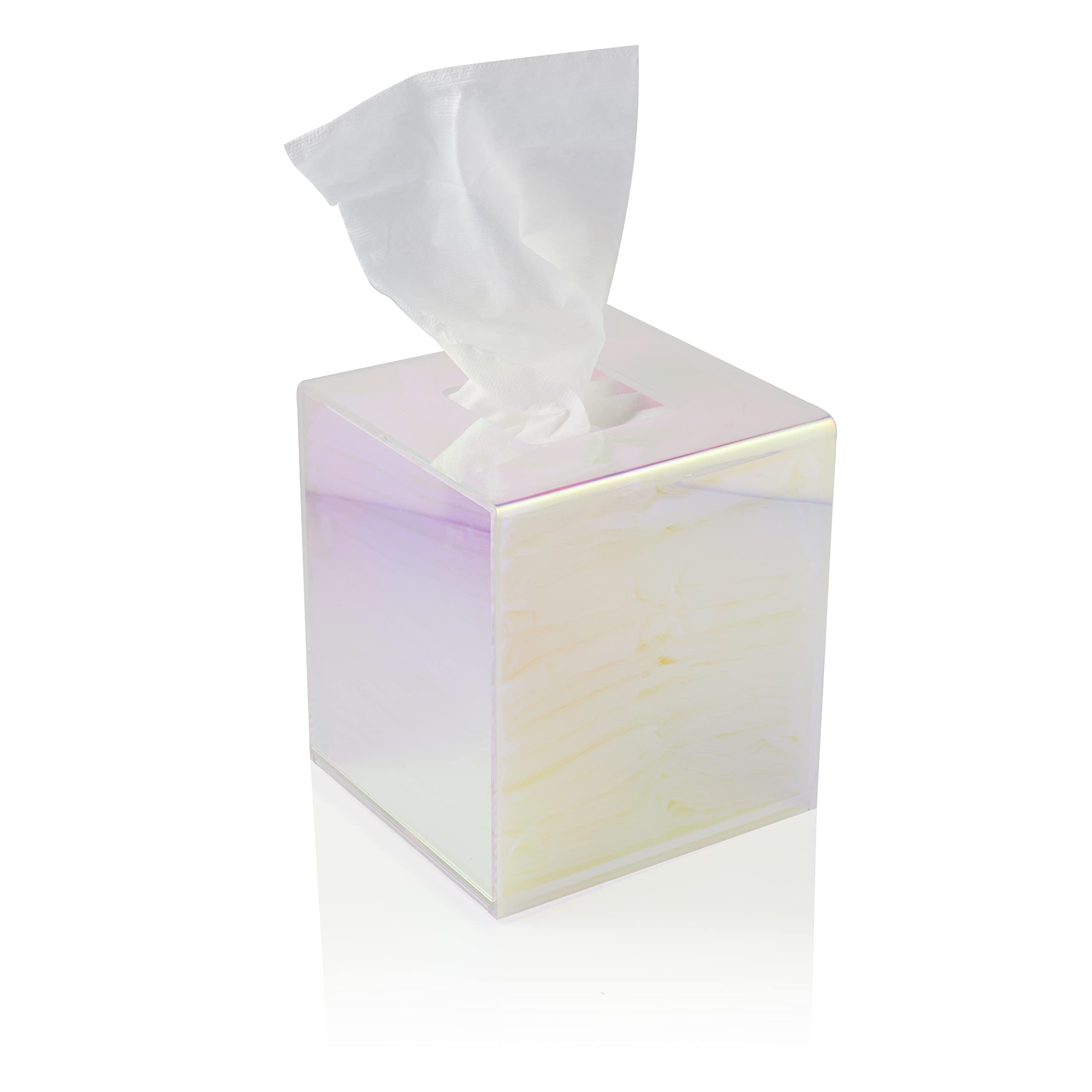 Jolof Store Acrylic Tissue Box Holder – Square Iridescent Napkin Dispenser